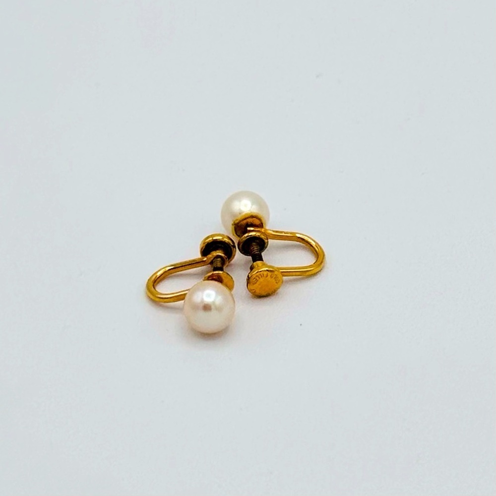 Vintage 1/20 12K Gold-Filled Pearl Screwback Earrings Signed HG Glowing Pearls
